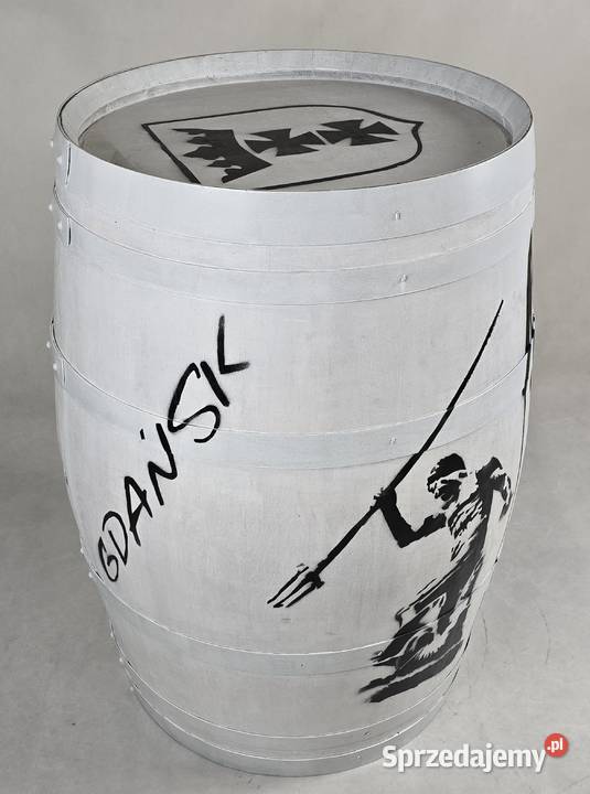 Beczka dębowa biała pomalowana motyw Gdańsk pomorskie