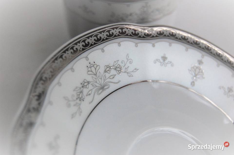 Srebrzona filiżanka ze spodkiem BOLERO porcelana Lublin