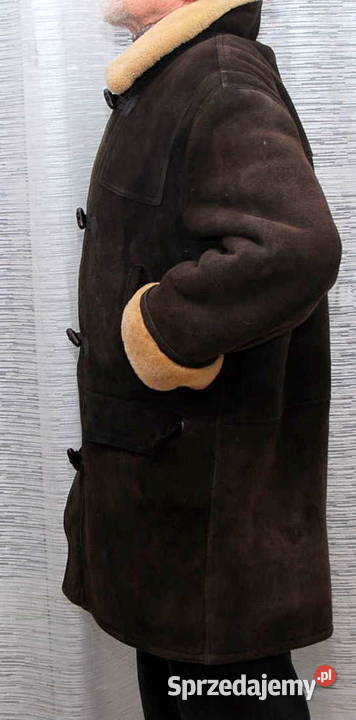 Męski brązowy płaszcz ze owczej skóry gruba Odzież codzienna Warszawa