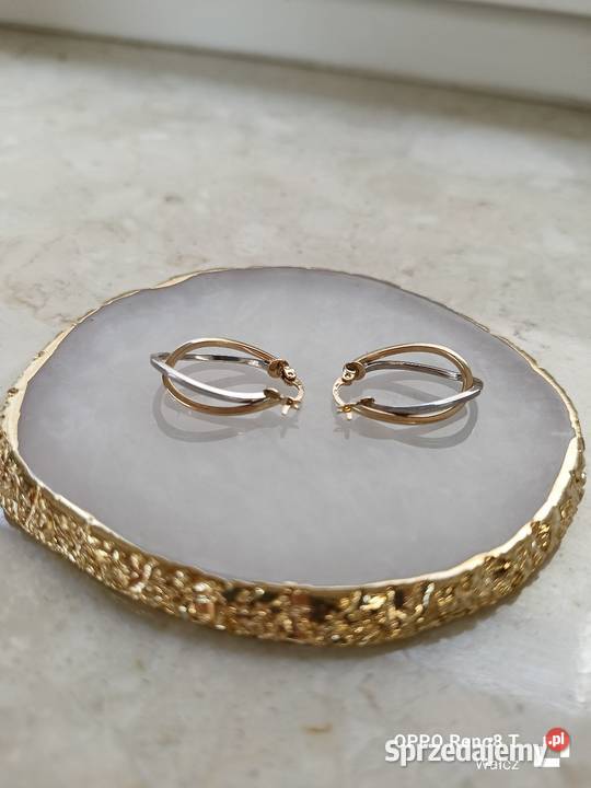 Złote Nowe kolczyki owalne podwójne wys26mmpr333