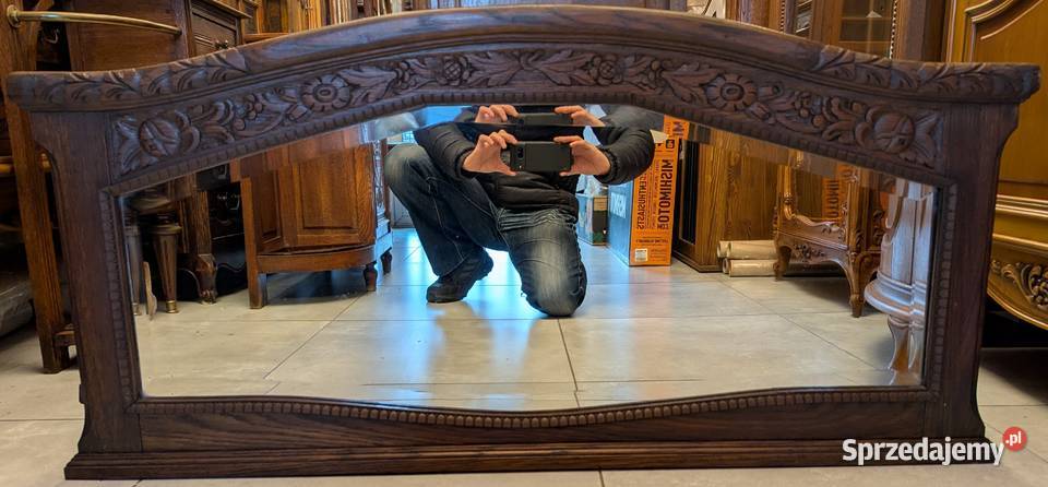 Piękne dębowe lustro secesyjnesklep Dąbrowa śląskie