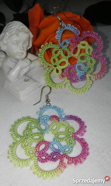 Kolczyki Frywolitkowe Wiśniowa