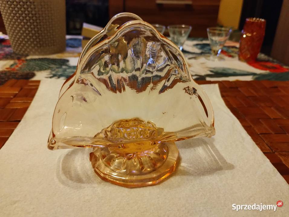 PRL serwetnik rozalinowe art deco Hortensja