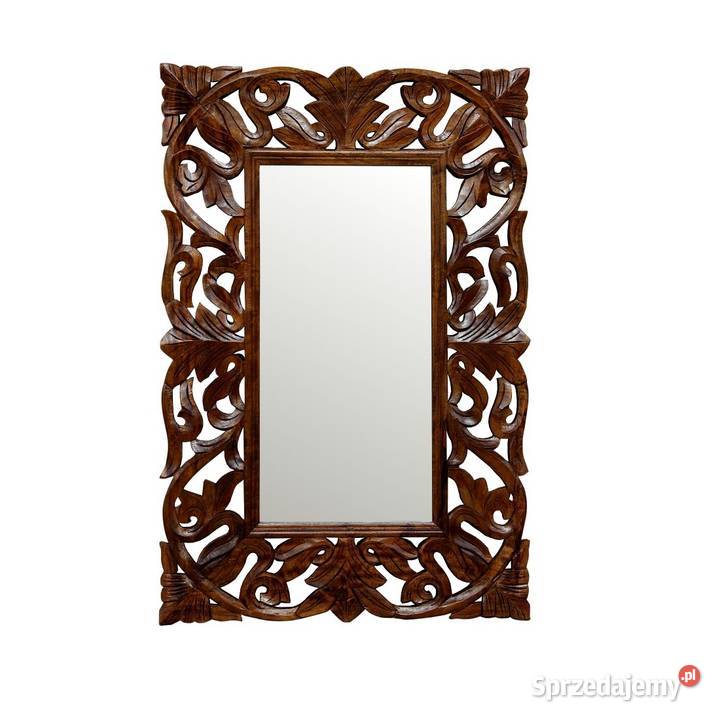 Małe dekoracyjne drewniane brązowe lustro 90x60 lubelskie Lublin