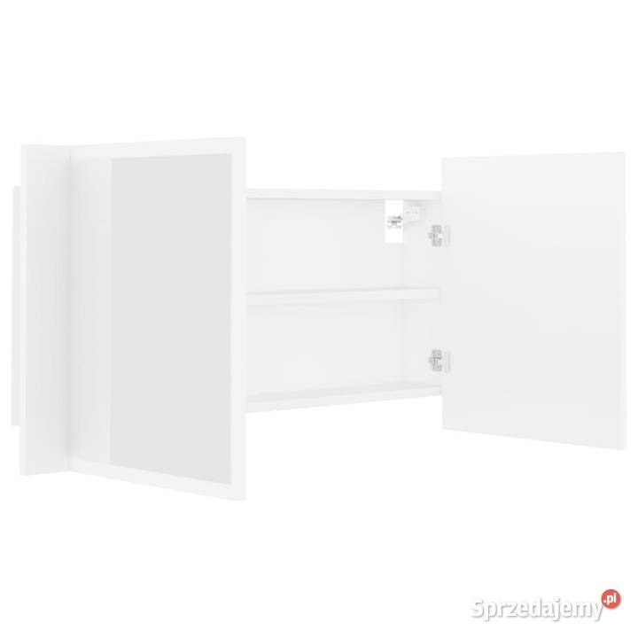Szafka łazienkowa z lustrem i LED biała 90x12x45