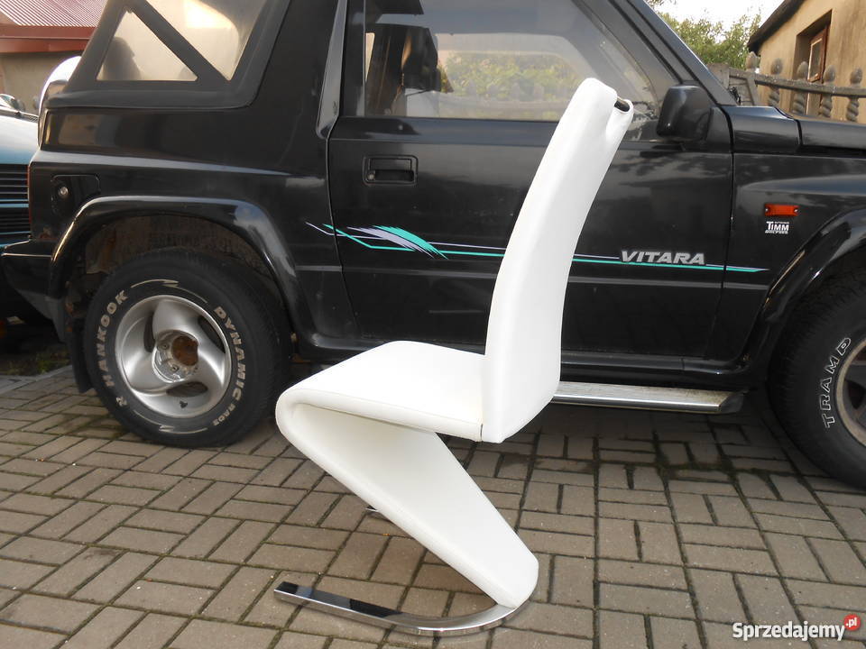 KRZESŁO BIAŁE FALA na PŁOZACH 102cm Ostrowiec Świętokrzyski
