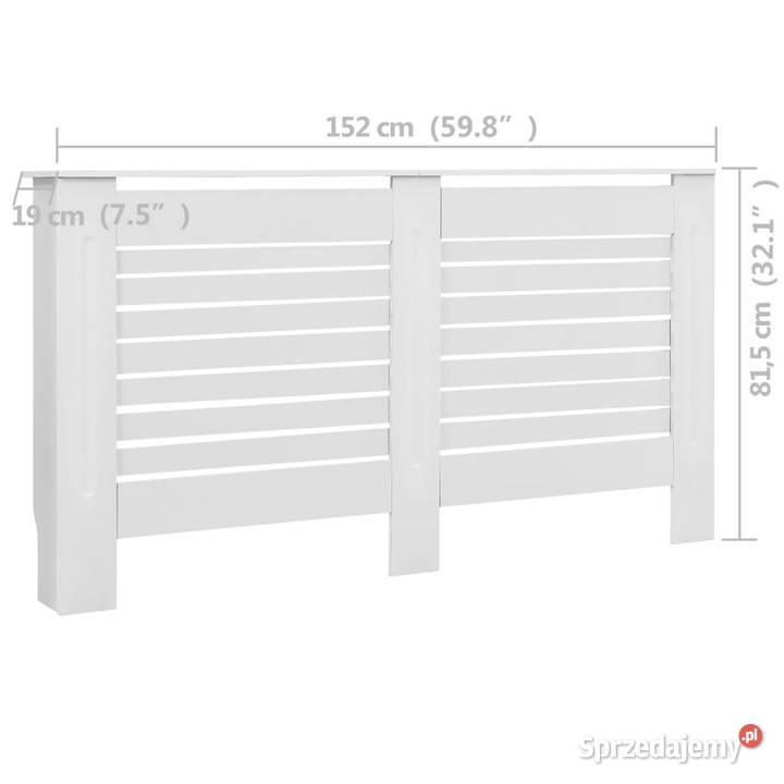 Osłony na kaloryfer 2 białe 152x19x815 MDF