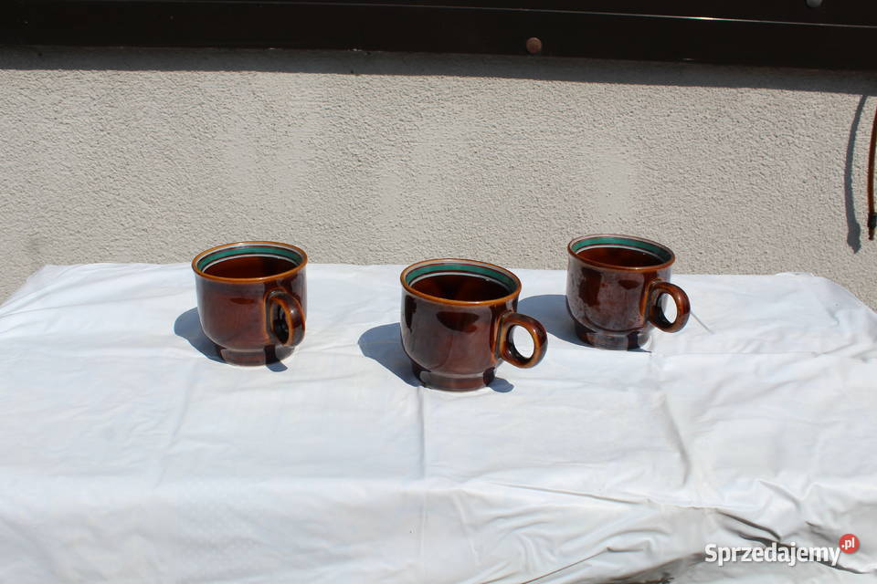 Filiżanki ceramika Pruszków 3 sztuki PRL Chorzów