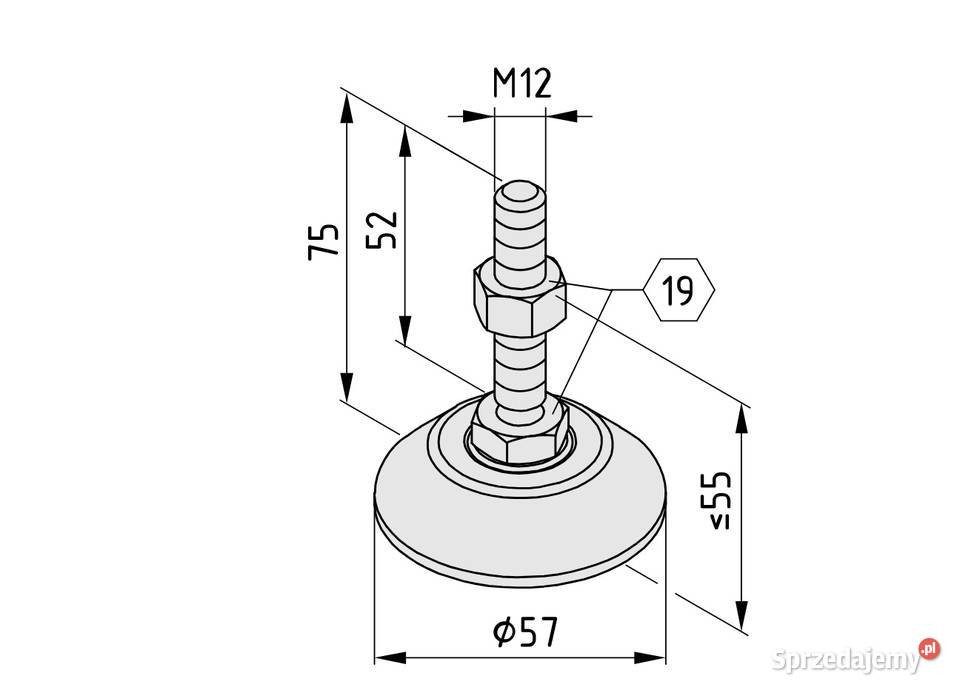 Nóżka nastawna ITEM D60 M12x75 0047813 dolnośląskie Wrocław