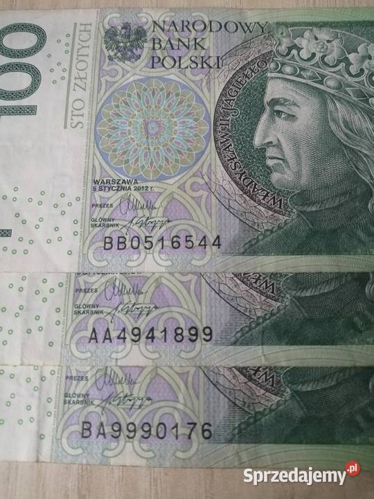 Banknot 100zl 2012r ciekawe numery Bytom