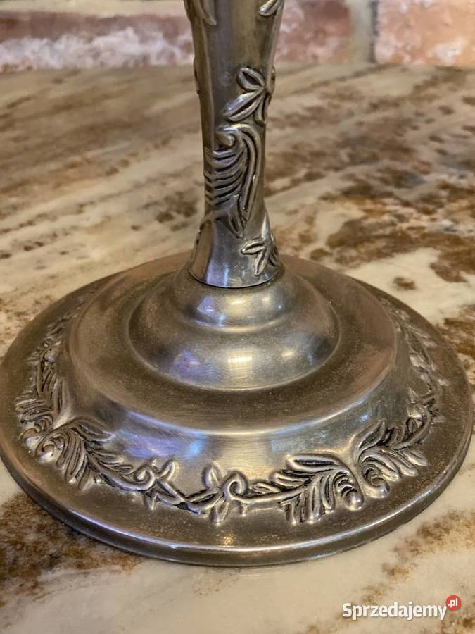 Świecznik kryształowy vintage srebrny kandelabr