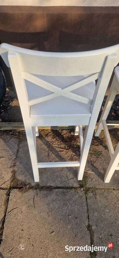 Trzy krzesła białe hoker barowe Ikea łódzkie Wielgomłyny