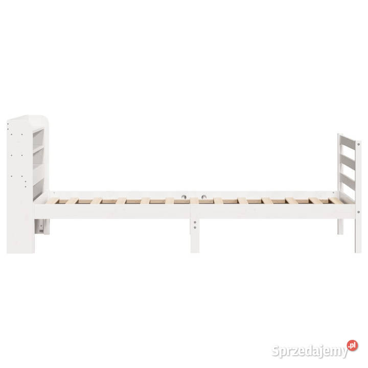 Rama łóżka z wezgłowiem biała lite drewno 82cm Warszawa