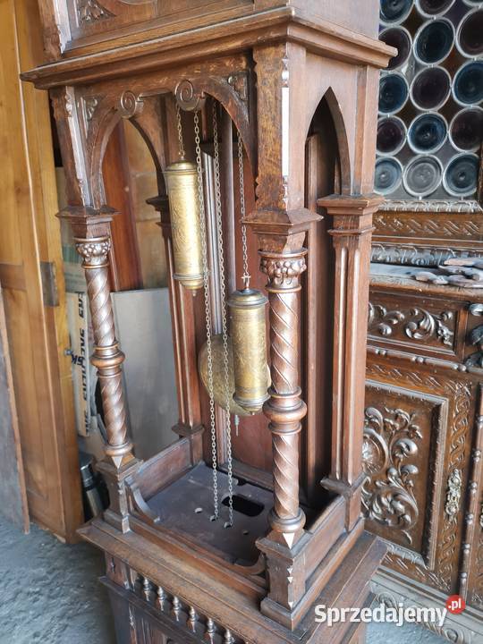 Piękny zegar eklektyczny stojący ok1900r antyk Wałbrzych