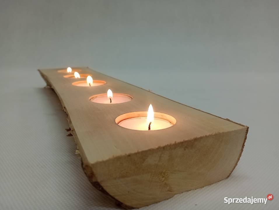 ŚWIECZNIK Z BRZOZY DREWNIANY ŚWIECZNIK TEALIGHT Żagań