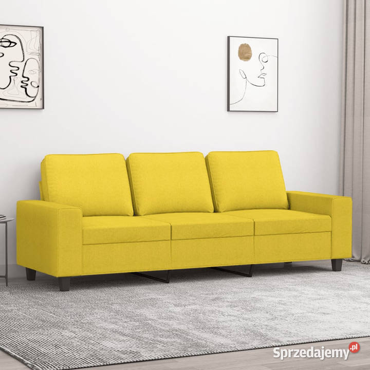 Sofa 3osobowa jasnożółta 180 tapicerowana Warszawa sprzedam