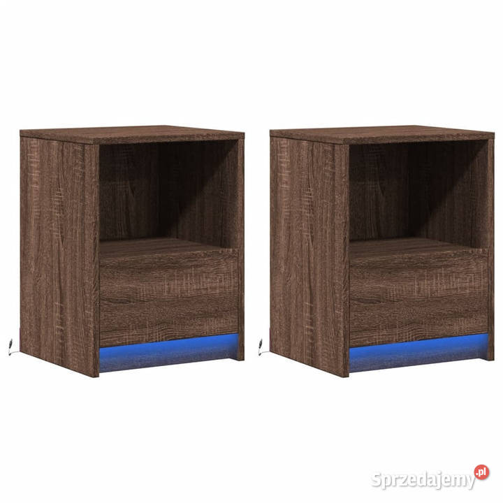 Szafki nocne z oświetleniem LED 2 kolor brązowy Nocne