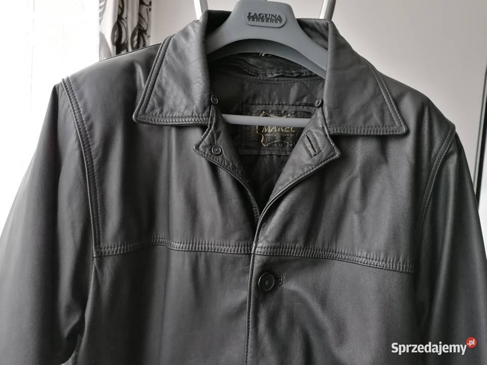 KURTKA SKÓRZANA MĘSKA CZARNA KLASYCZNA MAREL Odzież i bielizna męska