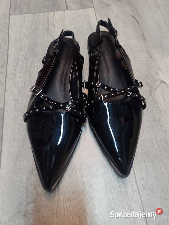 40 Czarne bogato zdobione baleriny wieczorowe z czarny Kraków