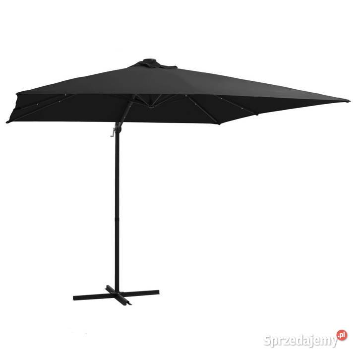 Parasol wiszący z LED i stalowym słupkiem