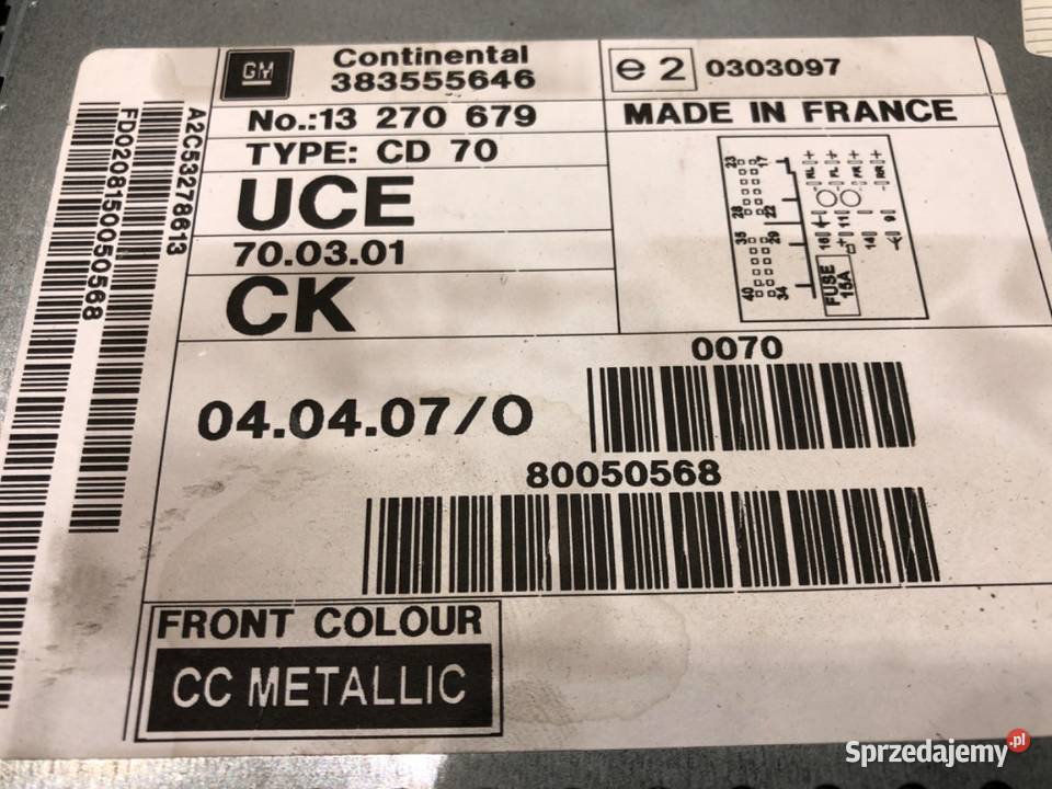 RADIO OPEL VECTRA C 13270679 0309 ODTWARZACZ