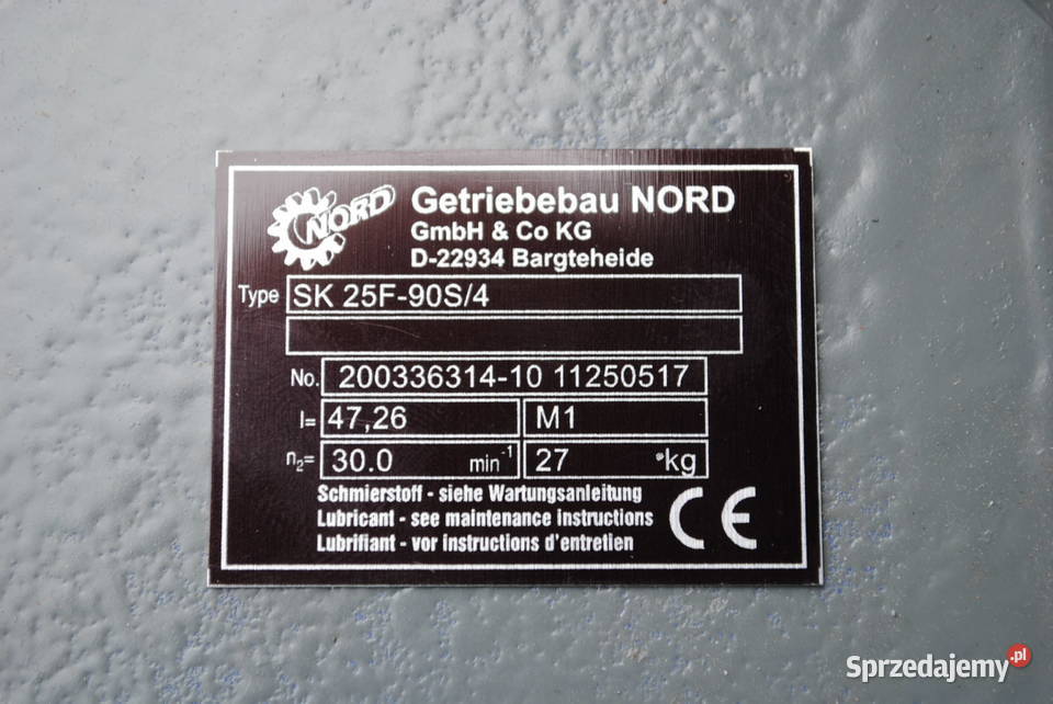 Motoreduktor kołnierzowy 11kw 30obrmin NORD lubuskie Kargowa