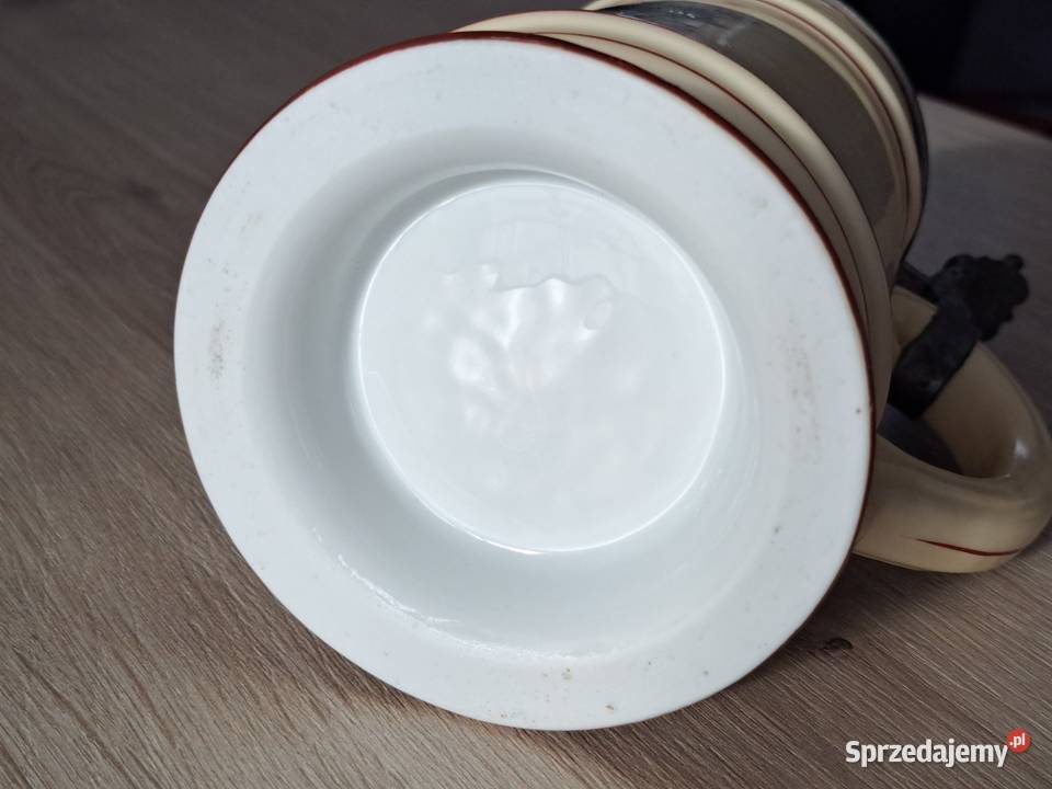 Stary Ceramiczny Kufel do Piwa pół litrowy z beżowy mazowieckie Radom