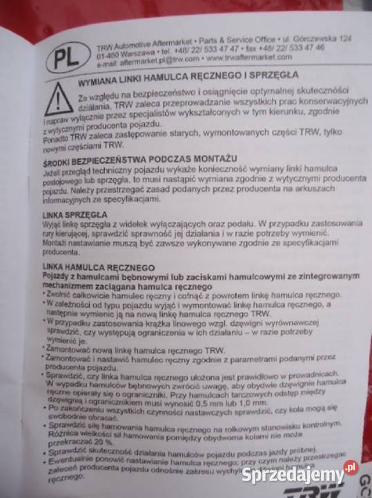 NOWA LINKA HAMULCA POSTOJOWEGO TRW GCH2660 Jaworzno