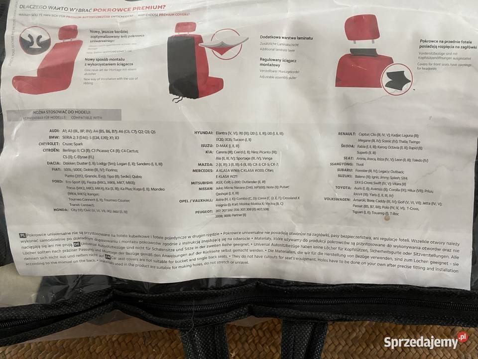 Skórzane pokrowce samochodowe na siedzenia Mińsk Mazowiecki sprzedam