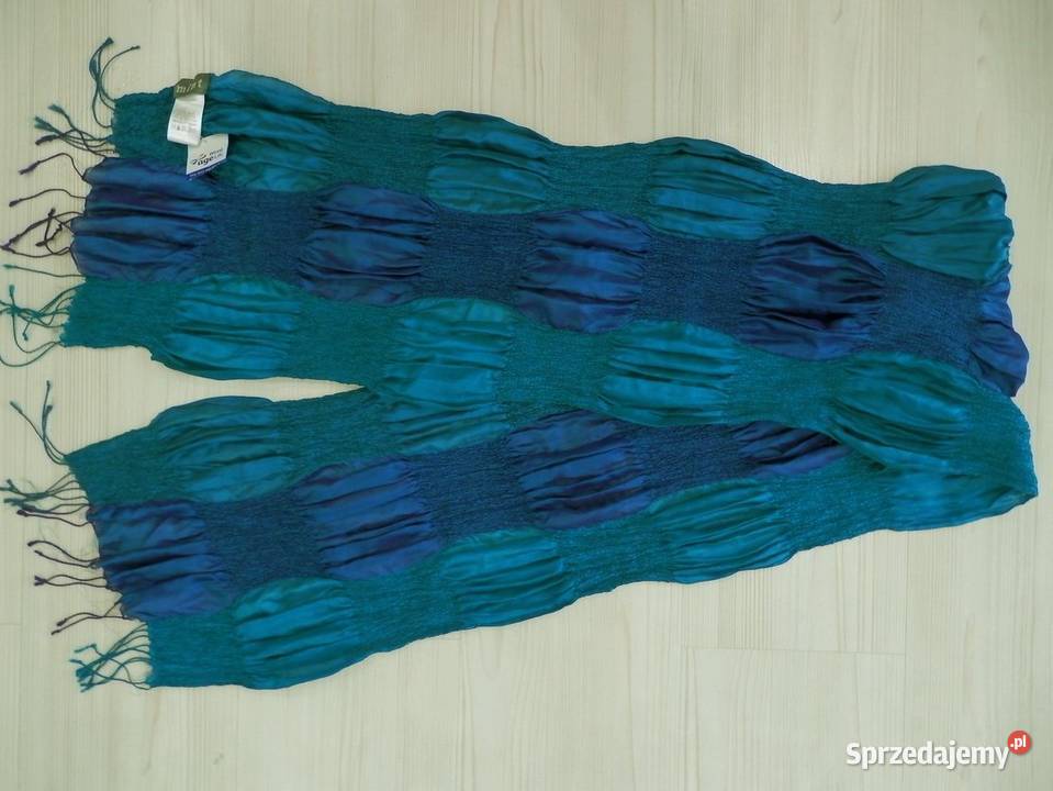 Szal Jedwabny 91 Naturalny Jedwab Morski Kolor Moda i Styl Łomża