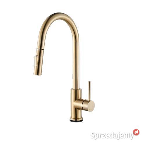 Bateria kuchenna z wylewką 1 złota szczotkowana Katowice