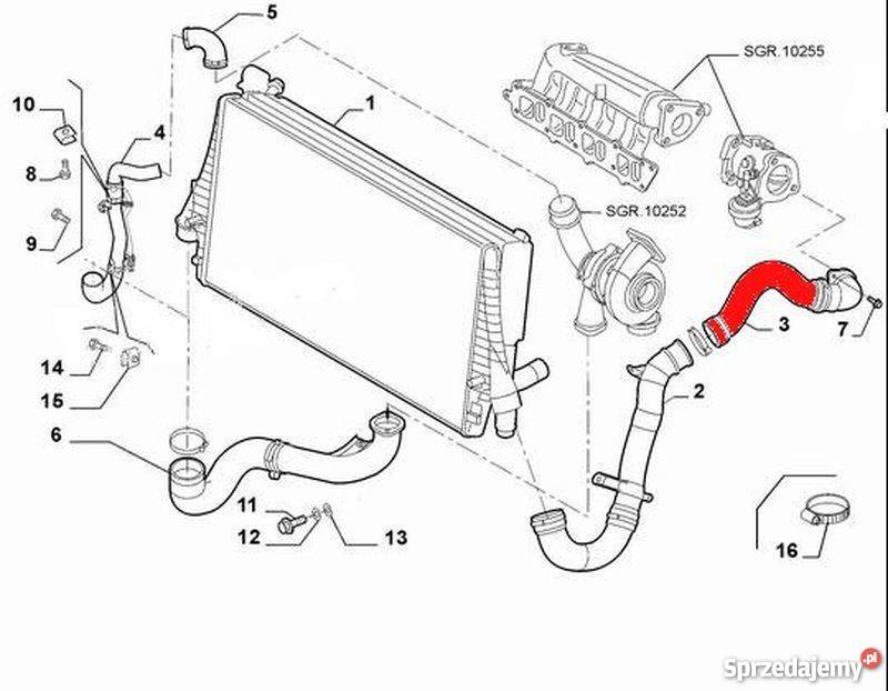 PRZEWÓD INTERCOOLERA FIAT CROMA 51791374 5177813 Bielsko-Biała