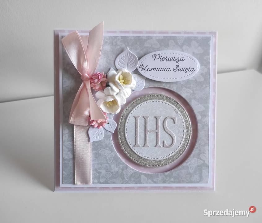 Kartka ręcznie robiona na Komunię Świętą z sprzedam