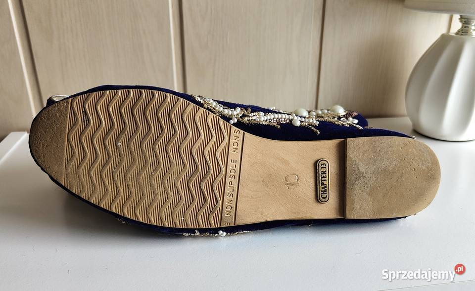 Płaskie buty loafers 38 retro vintage welur Szczecin