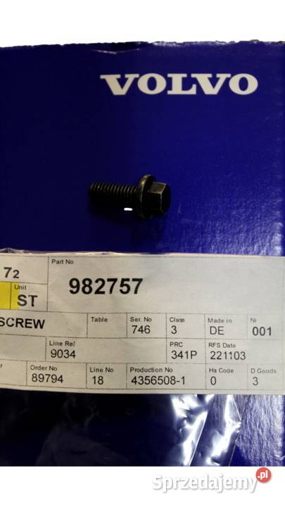 VOLVO oryginalna sruba M6x16 982757 OE dolnośląskie Bielany Wrocławskie