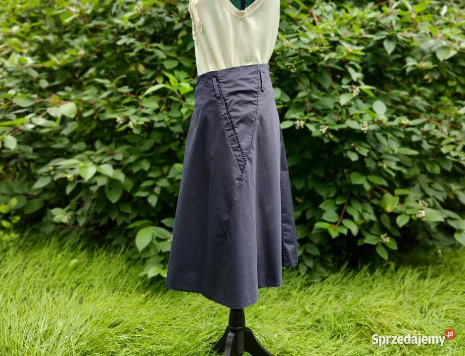 Granatowa spódnica Mar OPolo midi 34 XS 36 S Rozkloszowana