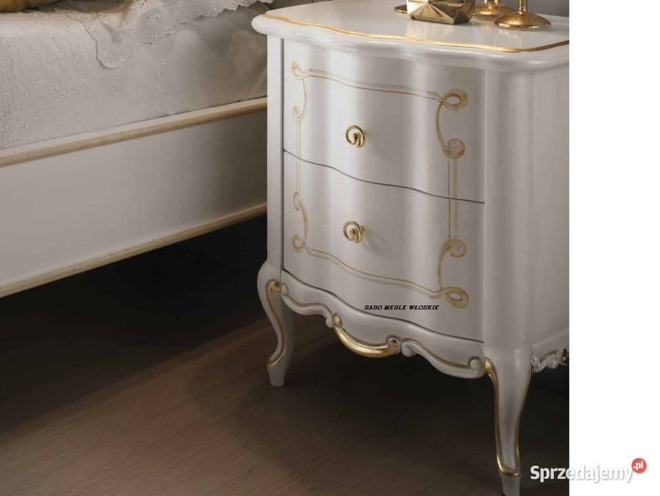 Klasyczna szafka nocna włoska drewniana biało Przemyśl