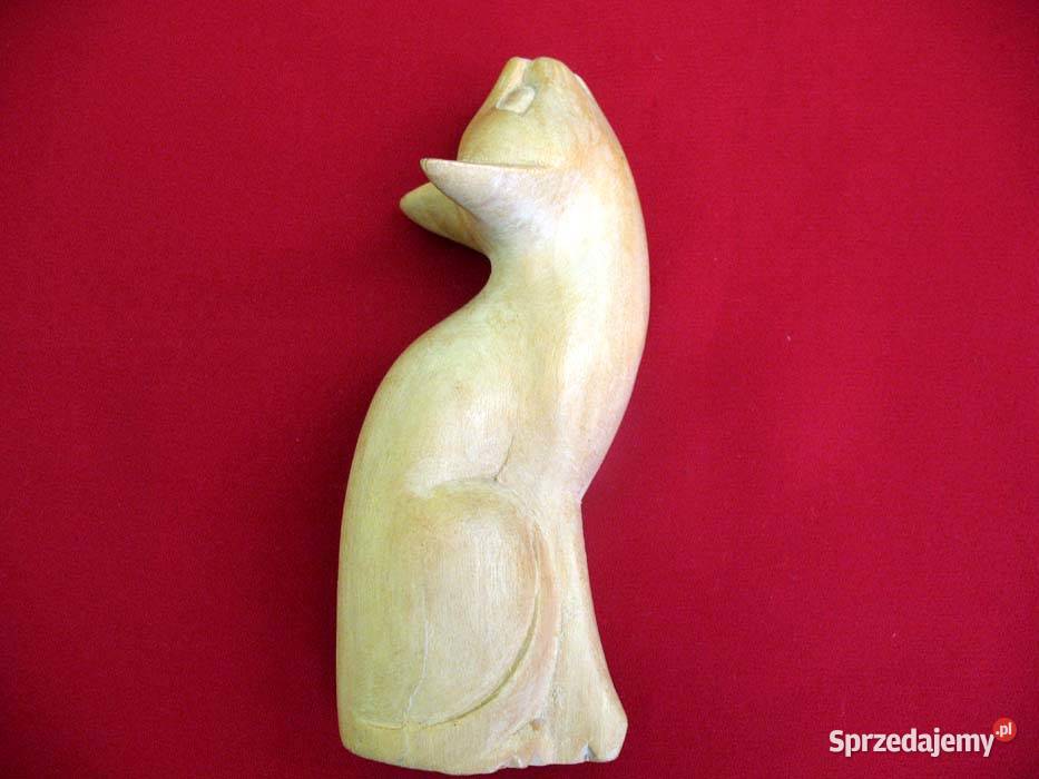 Kot Poważny kotek drewniany figurka z Wiednia