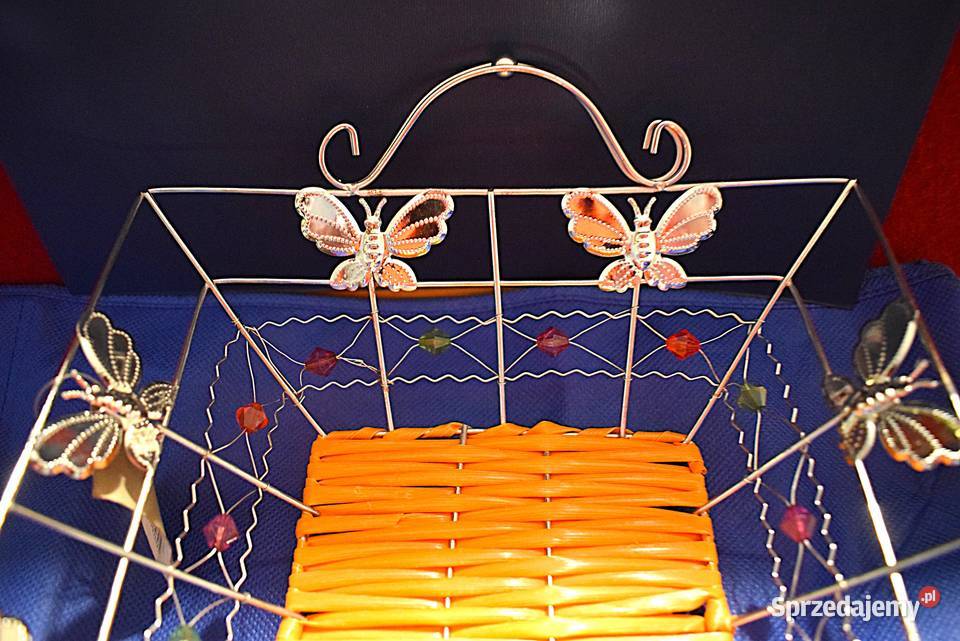 Dwa metalowe ozdobne koszyki plus torba Chełmno