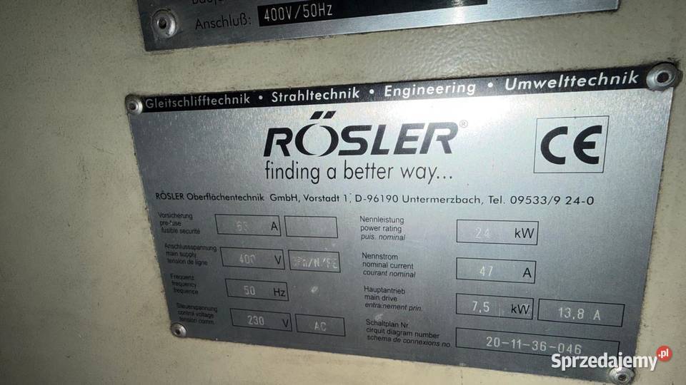 Śrutownica ROSLER RF 303 Ps RHBE 913L śląskie Tarnowskie Góry