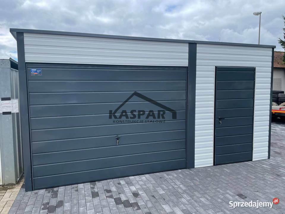 Garaz blaszany 5x6 2x Brama uchylna 2x drzwi samodzielny Piła