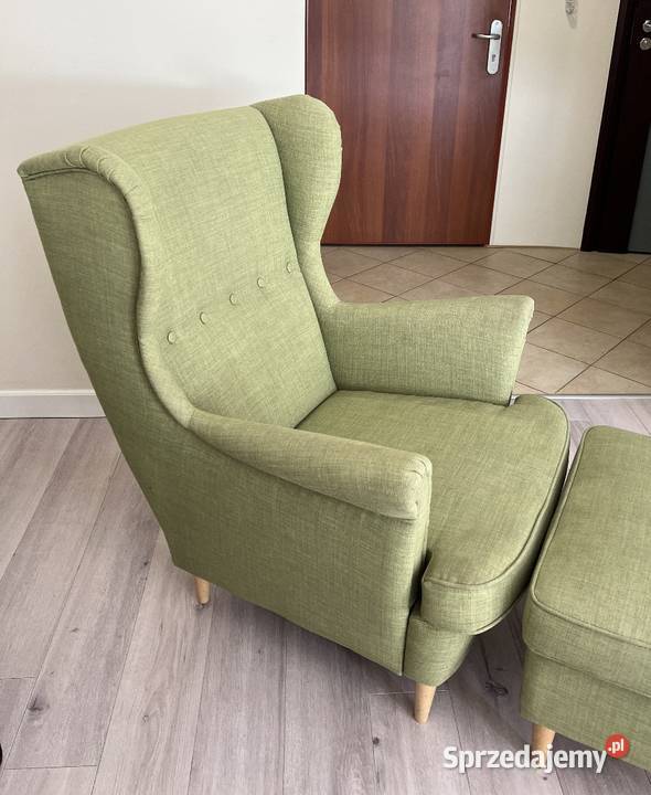 IKEA STRANDMON fotel uszak z podnóżkiem komplet Warszawa