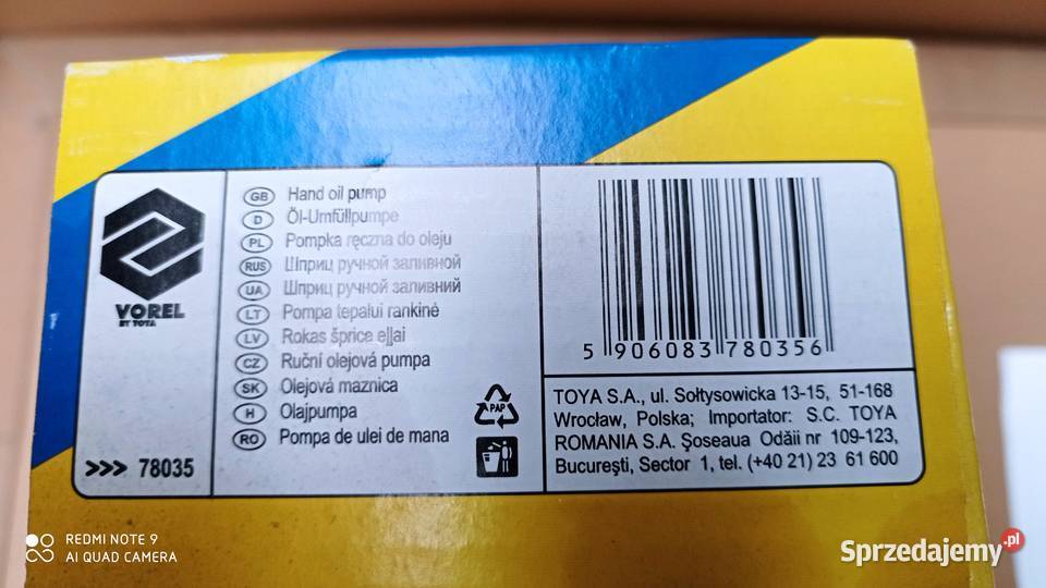 Pompka do oleju olejnica VOREL Fajsławice sprzedam