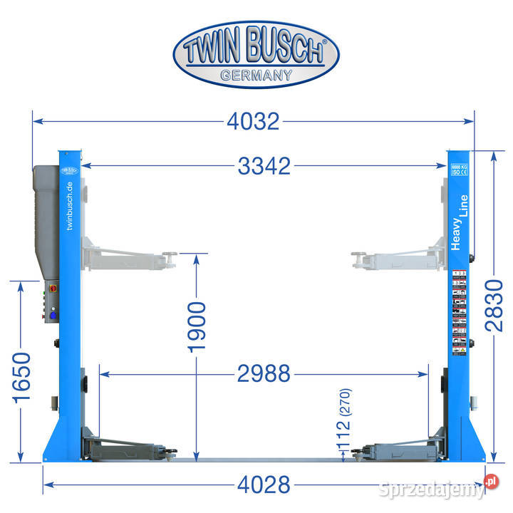Podnośnik Dwukolumnowy TW 260 Heavy Line 60t Tychy