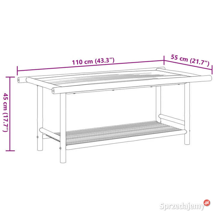 Stolik kawowy 110x55x45 bambusowy WM366474 Warszawa