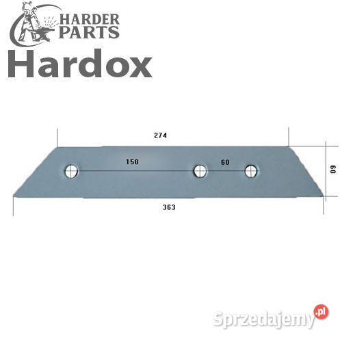 Górna część lemiesza HARDOX 90060188L do pługa