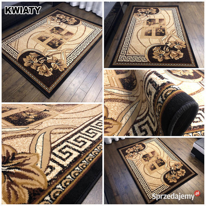 Dywan Alfa KWIATY różne wymiary brąz beż czarny Białystok