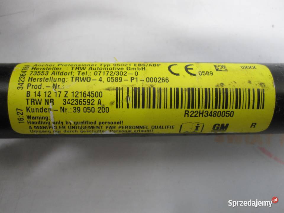 OPEL MERIVA B 13r pas bezpieczeństwa napinacz osobowe Kielce