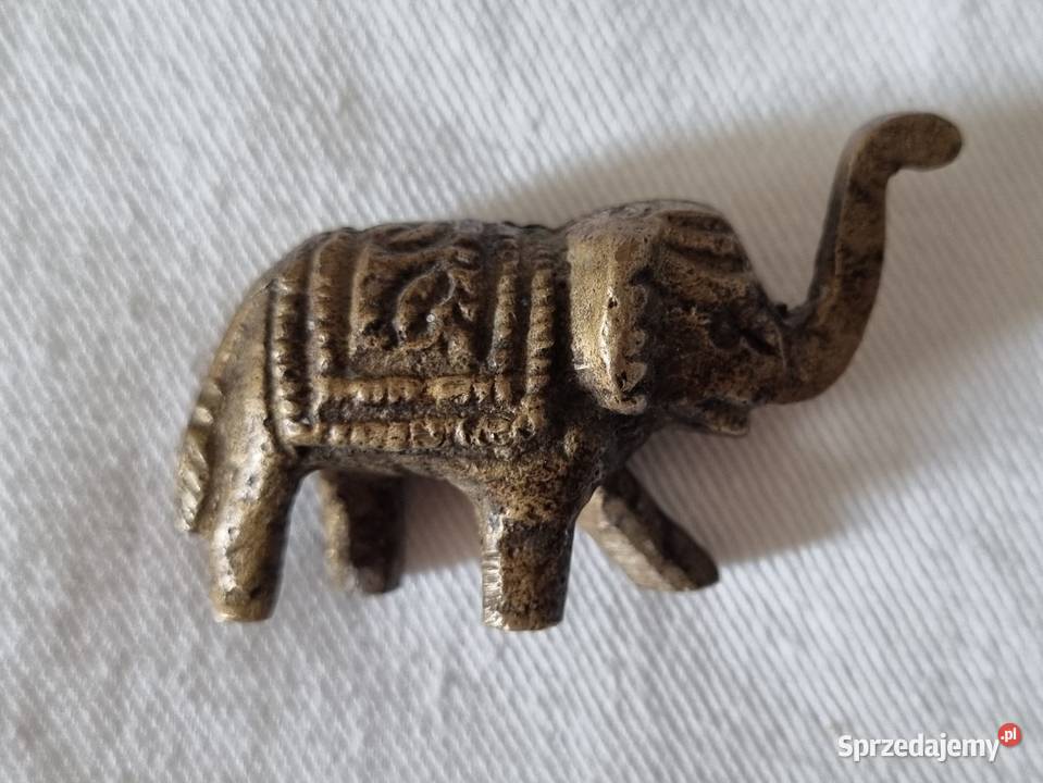 Maleńki mosiężny słonik podstawka pod trociczki mazowieckie