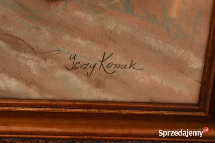 Jerzy Kossak Koń Pędzący Las Obraz Pastel Szkłem Obrazki i obrazy